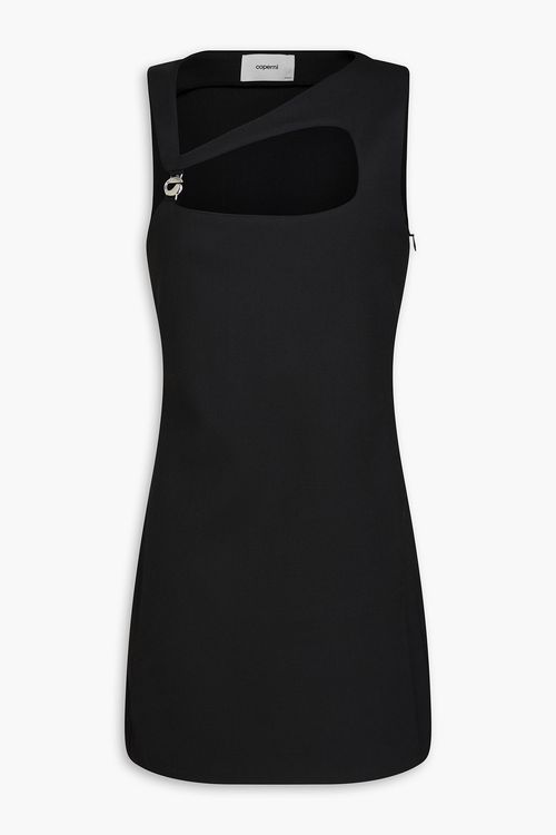 Cutout embellished twill mini dress - Black - FR 40