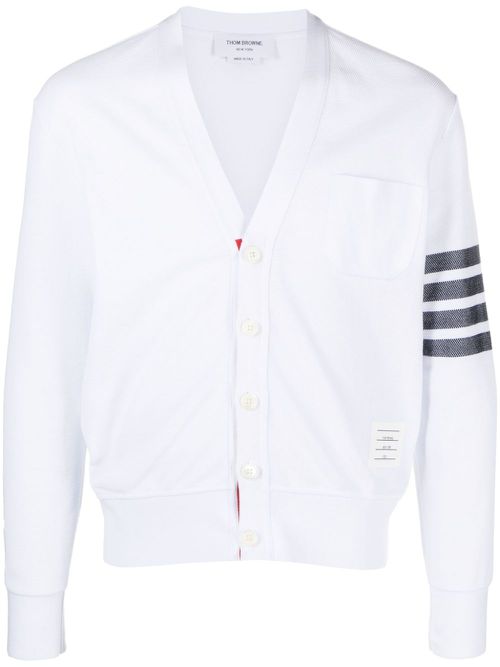 4-Bar cotton cardigan - White