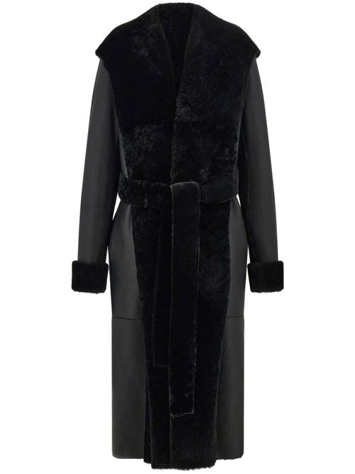 Belted paneled coat - Black