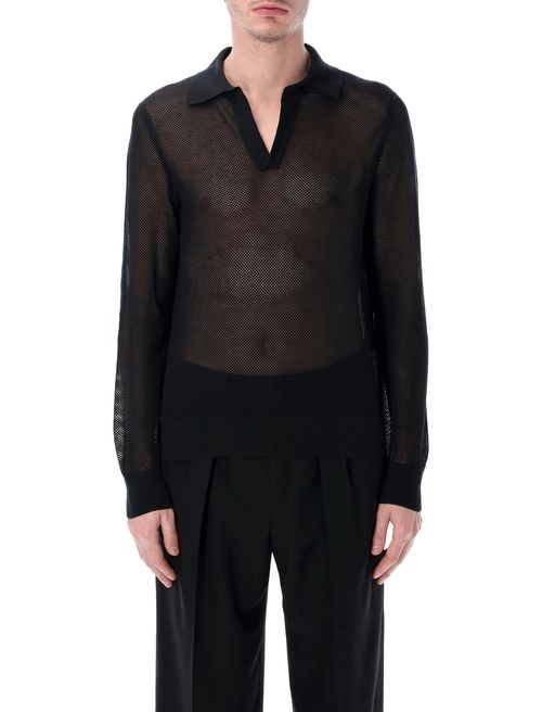 Cotton and Silk Mesh Sweater
