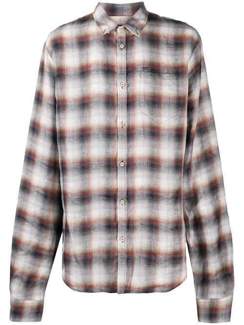 Plaid button-front shirt - White