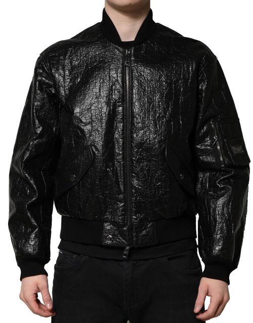 Logo Plaque Bomber Jacket — Black