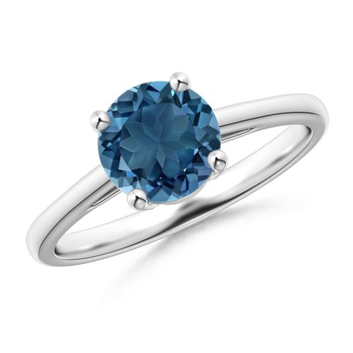 Angara 1.55 Carats Classic Prong-Set Round London Blue Topaz Solitaire Ring in Platinum