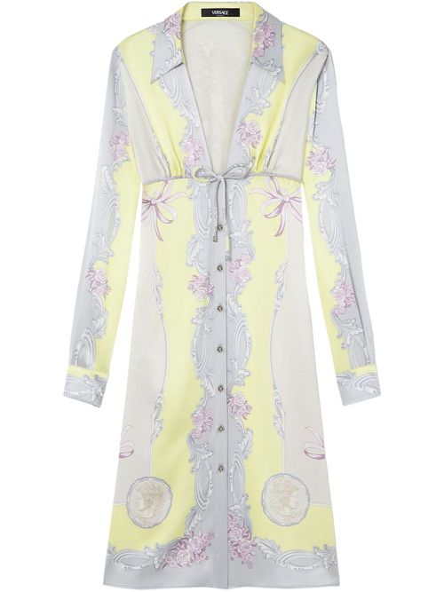 Versace Cameo silk midi shirt dress - Yellow