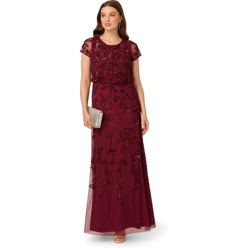 Adrianna Papell Womens Blouson Beaded Long Dress - Red