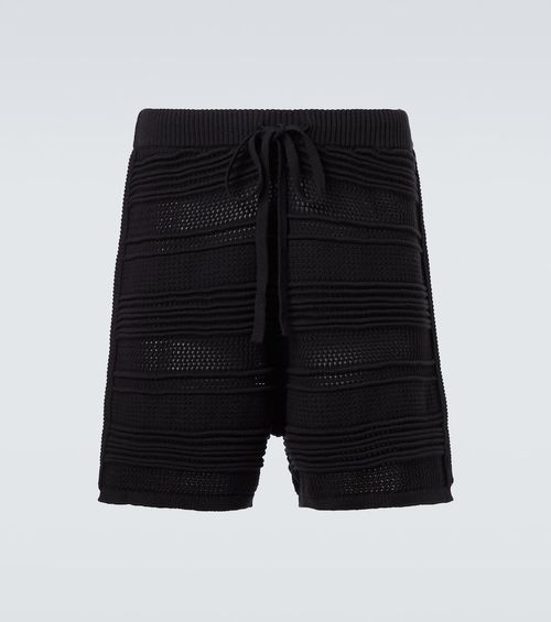 Cotton-blend crochet Bermuda shorts