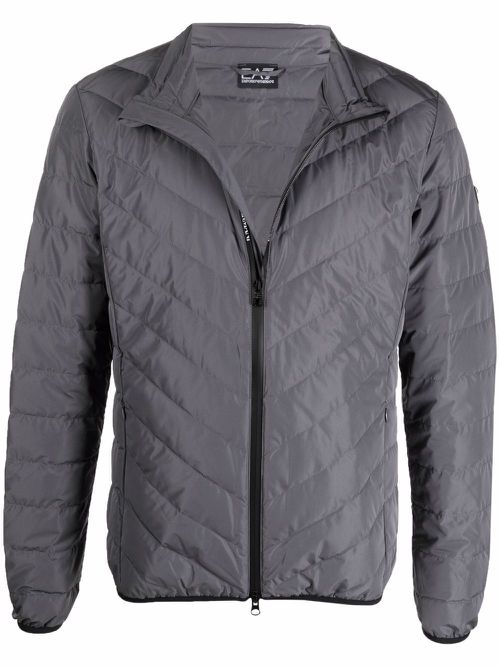 High-neck zip-up padded jacket - Grey