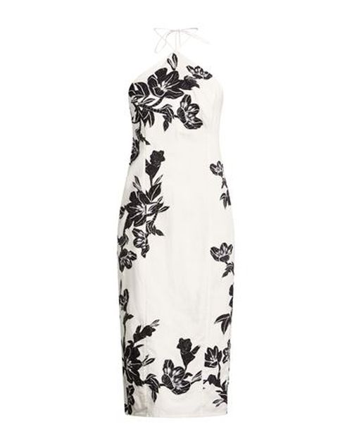 Woman Midi dress White Size L Linen, Cotton