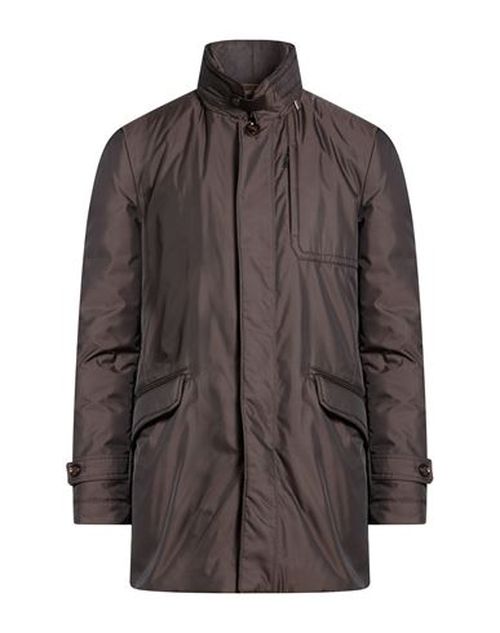 Man Coat Dark brown Size 38 Polyamide, Polyurethane