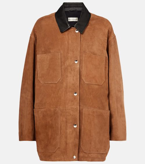 Barn leather-trimmed suede jacket