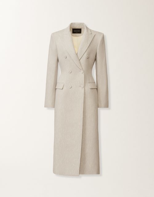 Tailored redingote in ice fil coupé drop pattern