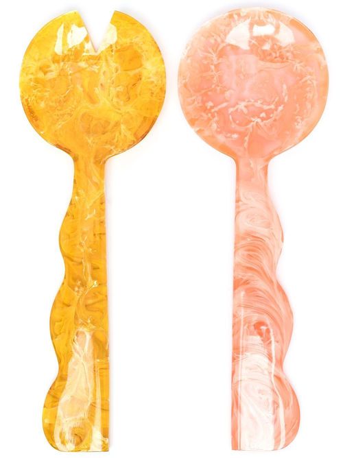 Mustique Ripple salad serving set - Pink