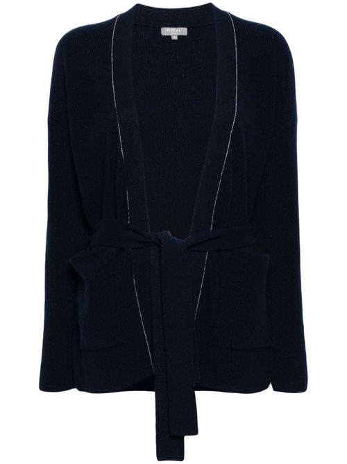 Belted cashmere cardigan - Blue