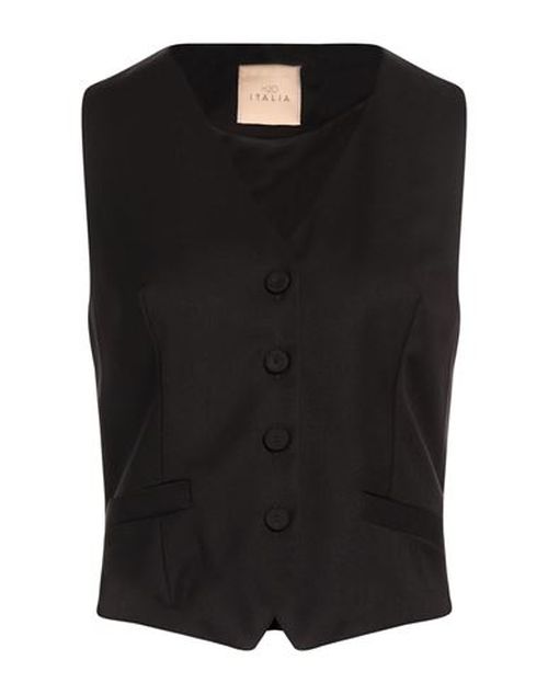 H2o Italia Woman Tailored Vest Black Size 4 Polyester, Viscose, Elastane