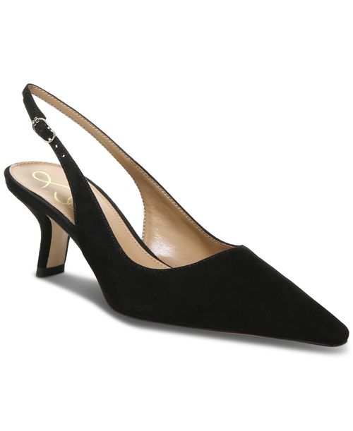 Women's Bianka Slingback Kitten-Heel Pumps - Black Suede
