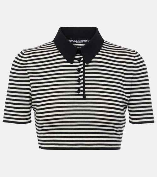 Cropped wool polo shirt