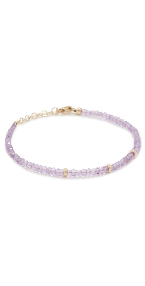 14k Amethyst Birthstone Bead Bracelet 14k Yellow Gold One Size