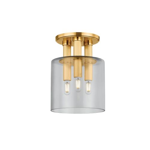 Aged Brass Flush Mount from the Crystler Collection
