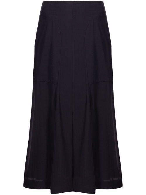 High-waisted midi skirt - Black