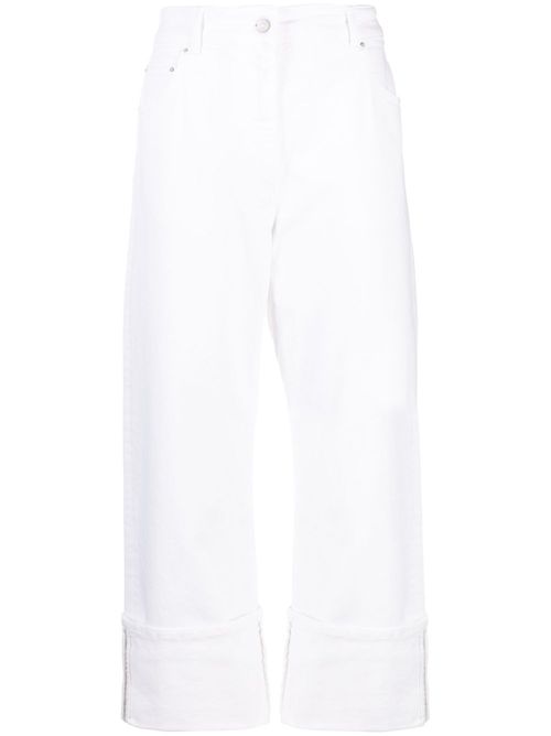 Cropped straigh-leg trousers - White