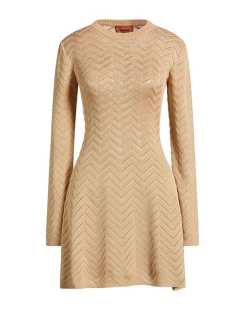 Woman Mini dress Sand Size 6 Cotton, Viscose, Elastane, Polyamide