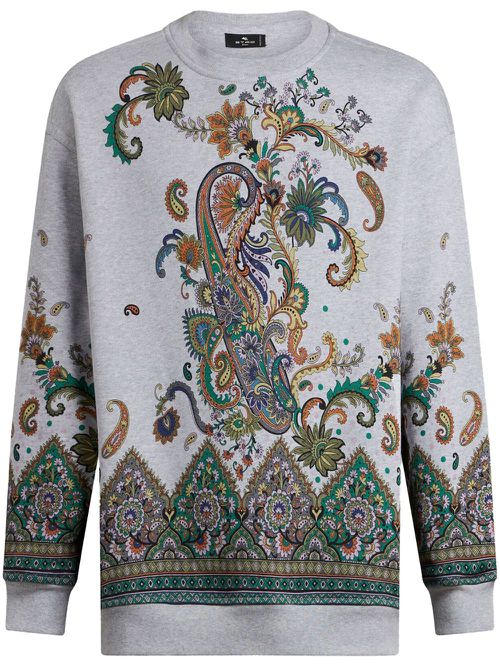 Paisley-print cotton sweatshirt - Grey