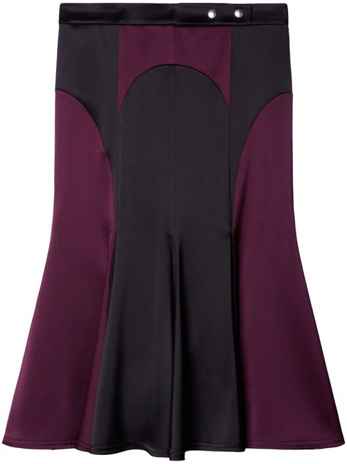 Pleated satin midi skirt - Black