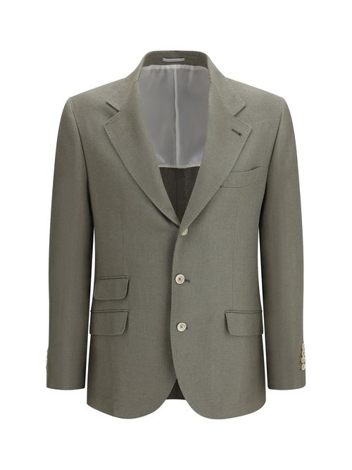 Single-Breasted Silk and Linen Blazer — Beige