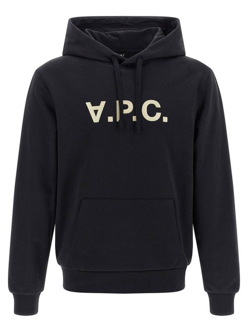 Logo-Flocked Cotton Hoodie — Black