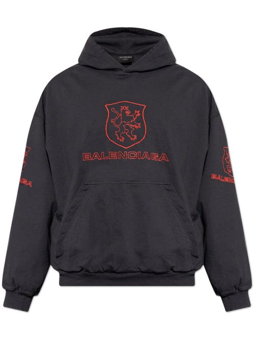 Logo-embroidered hoodie - Black