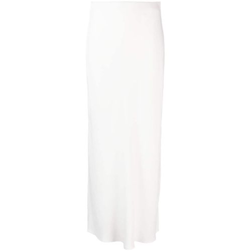 White Longuette Tube Skirt In Viscose Woman