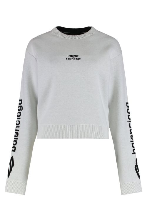 Oversize Double Face Wool Blend Crewneck Sweater