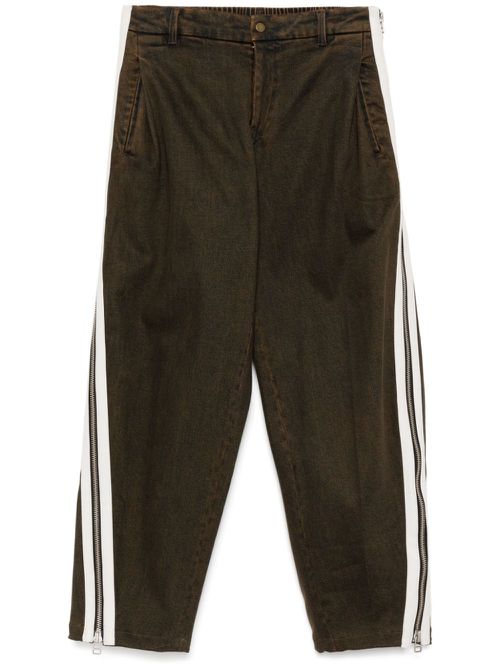 Drawstring zip-up jeans - Brown