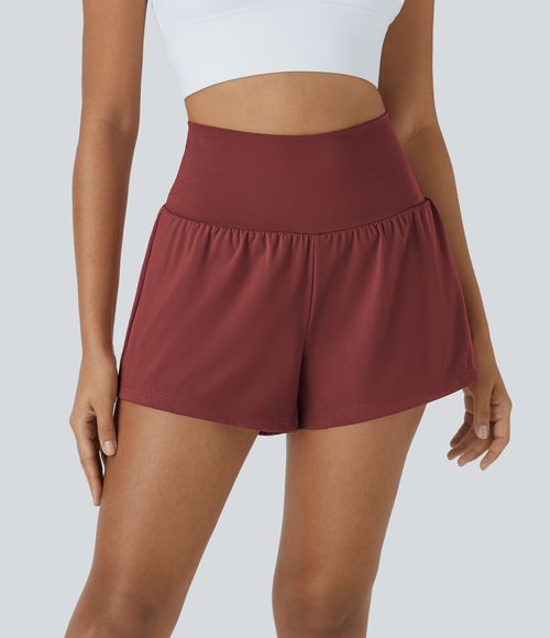 SoftlyZero™ Airy Super High Waisted Cool Touch Yoga Shorts with Pockets Gym Short - Madder Brown