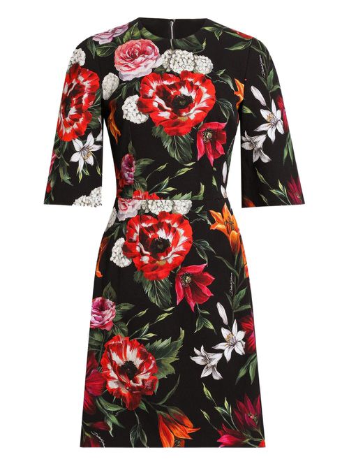 Floral-print mini dress - Black