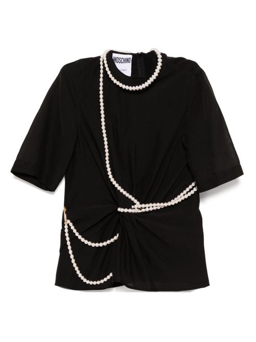Moschino pearl-embellished T-shirt - Black