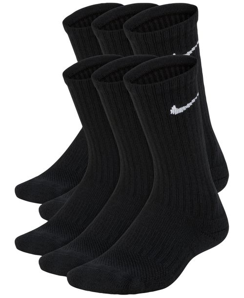 6-Pk. Cushioned Crew Socks, Big Boys - Black