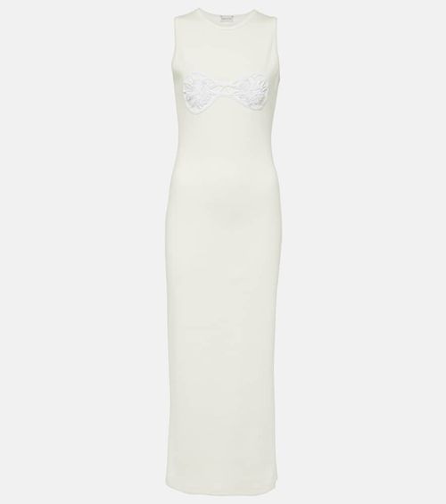 Crochet-trimmed cotton midi dress
