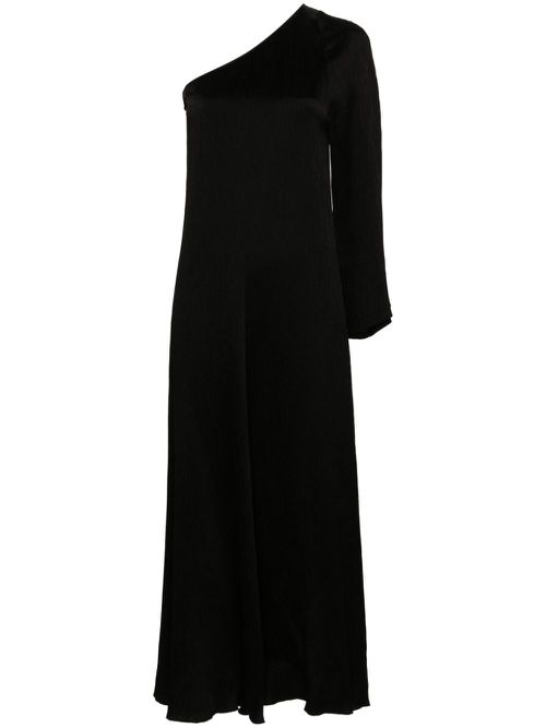 Crinkled one-shoulder maxi dress - Black