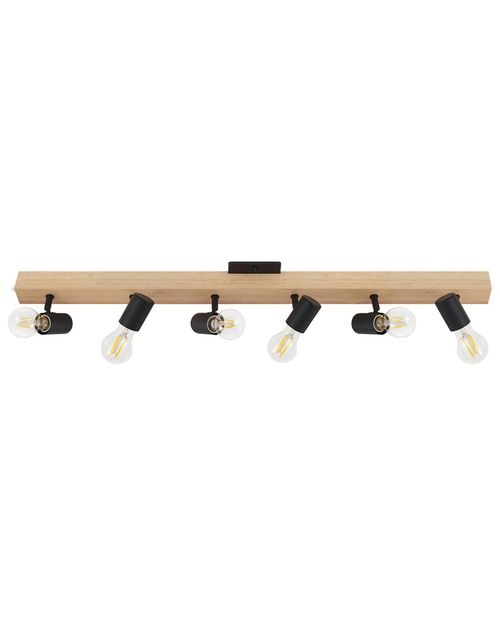 EGLO Kingswood 6 Light Open Bulb Track Light with Natural Wood & Black Finish