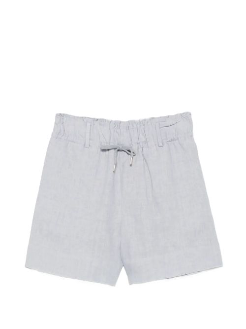 Linen Drawstring-Waist Shorts — Light Blue