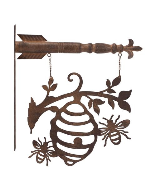 Bee and Hive Sign – Charming Decor for Bee-Lovers and Garden Enthusiasts - Bronze