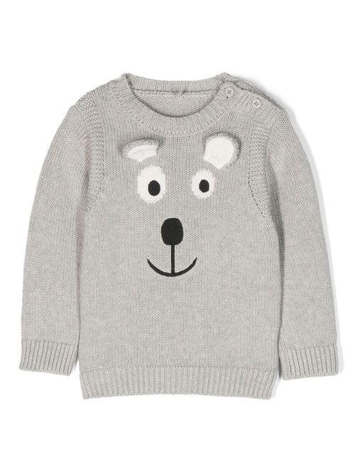 Intarsia-knit cotton jumper - Grey