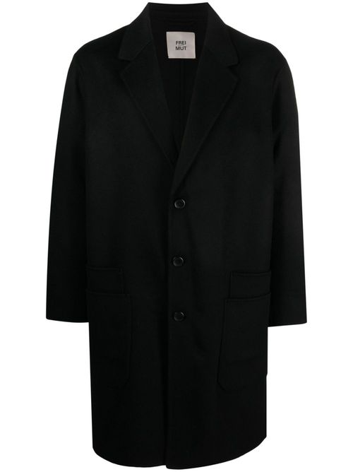 Single-breasted wool coat - Black