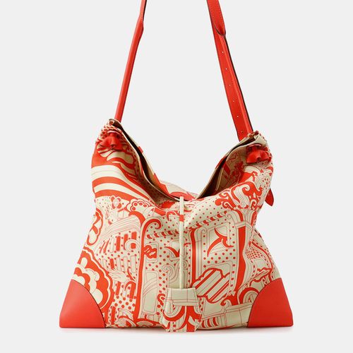 Hermes Silky City Fauve Le Righe Rainbow Orange Field Silk Swift Leather P