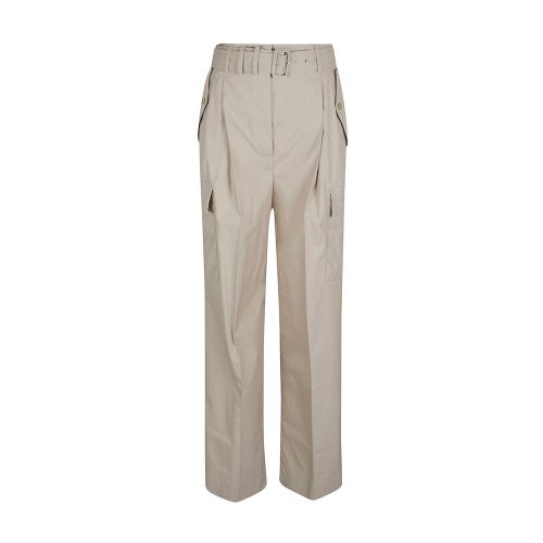 Cotton Blend Cargo Pants — Beige