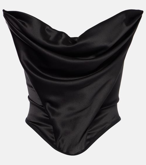 Draped silk-blend satin corset