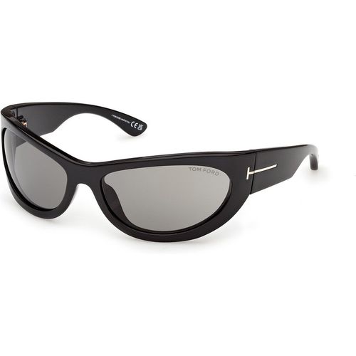 TOM FORD Woman TOM FORD FT1365 LEONA-02 01A Sunglasses Injected Black Smoke Cat Eye Norma