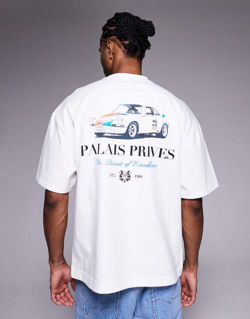 'palais prives' car print t-shirt in white