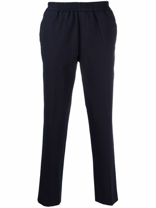 Textured slim-fit trousers - Blue